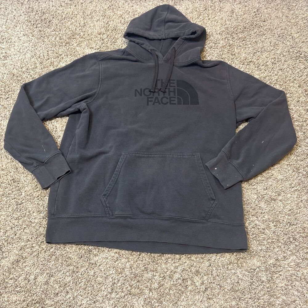 The North Face Hoodie Mens XL Black Pullover Fleece Big Logo Graphic Sweatshirt